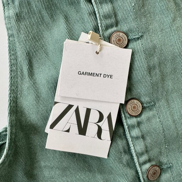 ZARA Ruffle Strap Overalls | Button Front, Adjustable Straps | Sage Green | 3–4Y - Picture 4 of 7